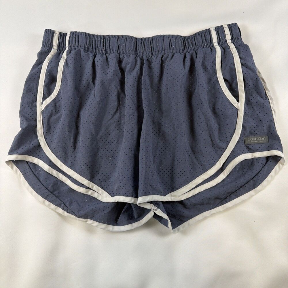 Calvin Klein Women's Performance Shorts Blue Size Large Activewear Logo